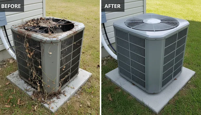 AC installation — certified technician at work
